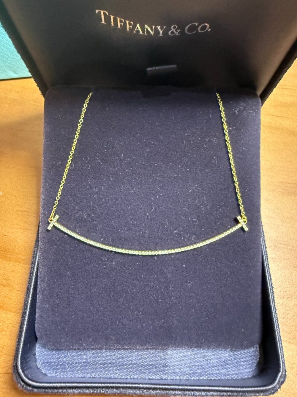 Tiffany & Co. Tiffany T Smile Pendant Necklace 18K Yellow Gold Diamonds Large
